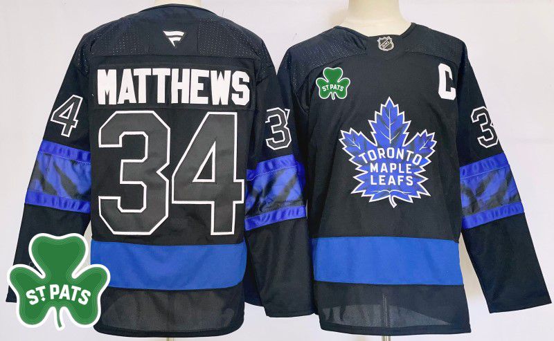 Men Toronto Maple Leafs #34 Matthews Black Fanatics 2025 NHL Jersey style 2